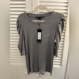 Veronica Beard Jeans Gray ribbed top, NWT size M